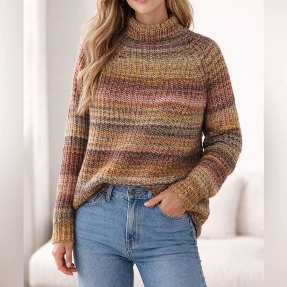 Lou & Grey for LOFT Space-Dyed Ribbed Chunky Knit Sweater Size S